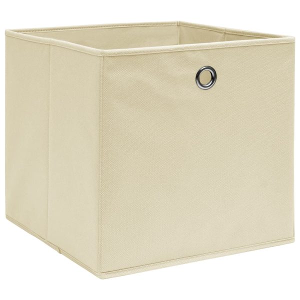 Caixas de arrumação 4 pcs 32x32x32 cm tecido creme - Image 2