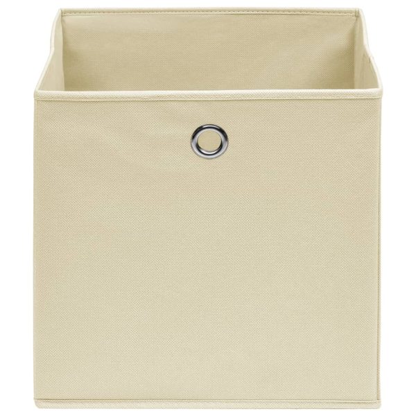 Caixas de arrumação 4 pcs 32x32x32 cm tecido creme - Image 3