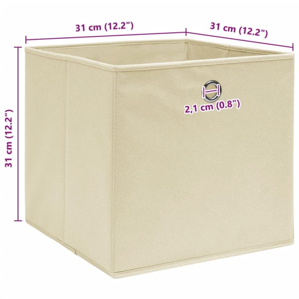 Caixas de arrumação 4 pcs 32x32x32 cm tecido creme - Image 5