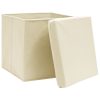 Caixas de arrumação com tampa 10 pcs 32x32x32 cm tecido creme - Image 4