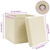 Caixas de arrumação com tampa 10 pcs 32x32x32 cm tecido creme - Image 6
