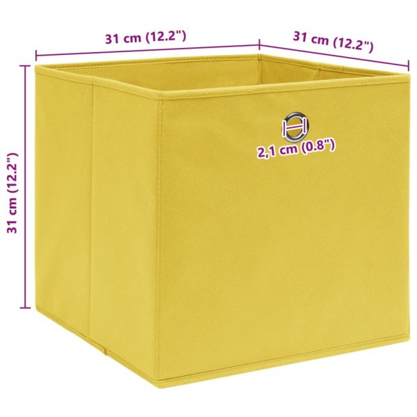 Caixas de arrumação 10 pcs 32x32x32 cm tecido amarelo - Image 5