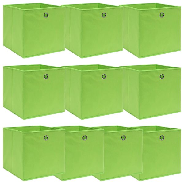 Caixas de arrumação 10 pcs 32x32x32 cm tecido verde