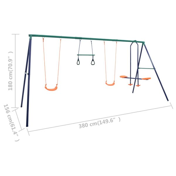 Conjunto de baloiços com argolas de ginástica e 4 assentos aço - Image 10