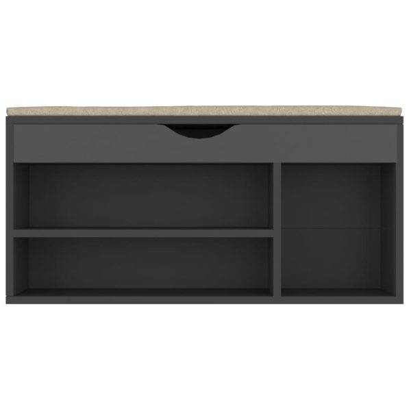 Banco sapateira c/ almofadão contraplacado 104x30x49 cm cinza - Image 4