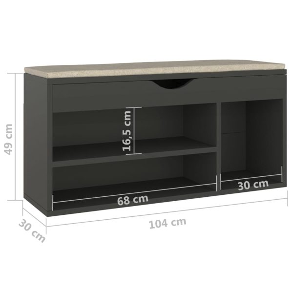 Banco sapateira c/ almofadão contraplacado 104x30x49 cm cinza - Image 7