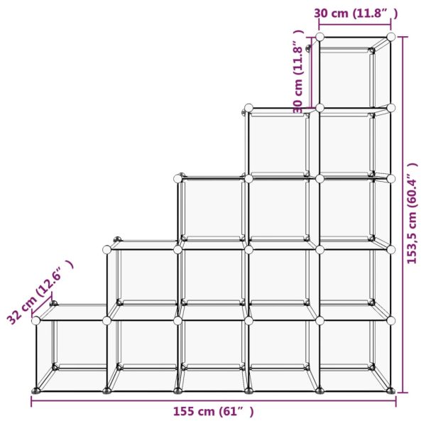 Organizador de arrumação com 15 cubos PP preto - Image 7
