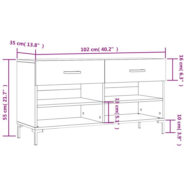 Banco sapateira 102x35x55 cm derivados madeira cinzento cimento - Image 11