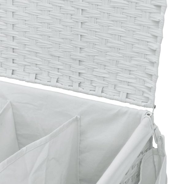 Cesto para roupa suja com rodas 60x35x60,5 cm vime branco - Image 7