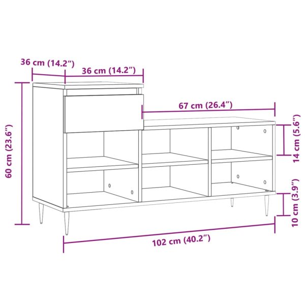 Sapateira 102x36x60 cm derivados de madeira cinzento sonoma - Image 11