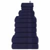 12pcs Conjunto toalha 360 gsm 100% algodão azul-marinho