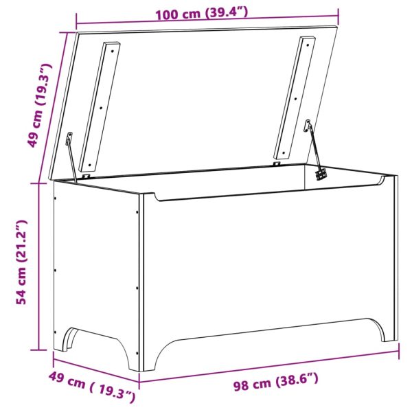 Caixa de arrumação com tampa RANA 100x49x54 cm pinho maciço - Image 8