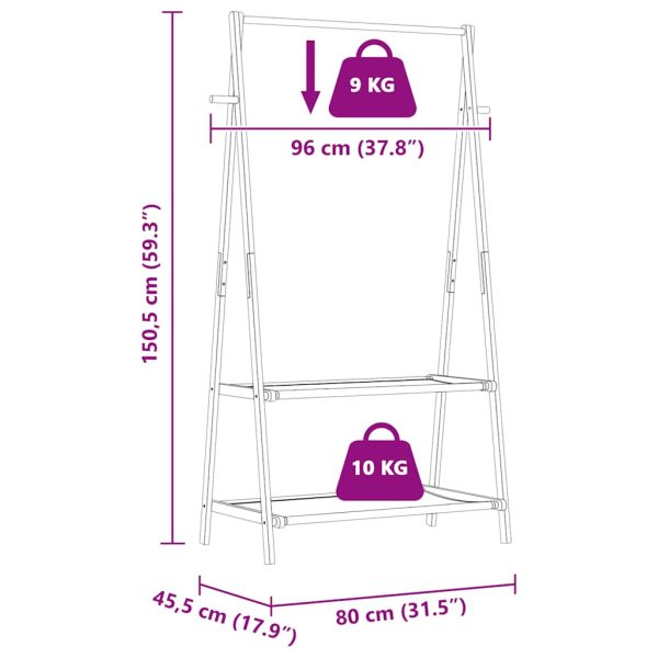Roupeiro com prateleiras 96x45,5x150,5 cm bambu - Image 9