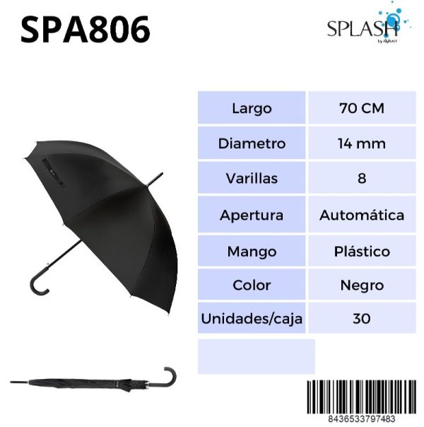 PARAGUAS SPLASH CAB GOLF LISO NEGRO