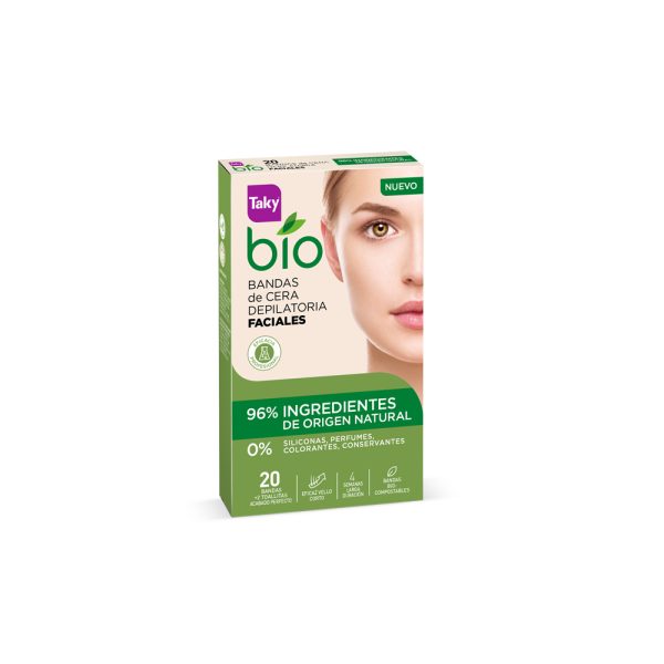 BIO NATURAL 0% Tiras de cera facial depilatória 20 unidades