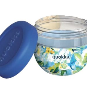 RECIPIENTE DE COMIDAS QUOKKA 770ML MS CON FUNDA DE SILICONA BUBBLE BLUE PEONIES