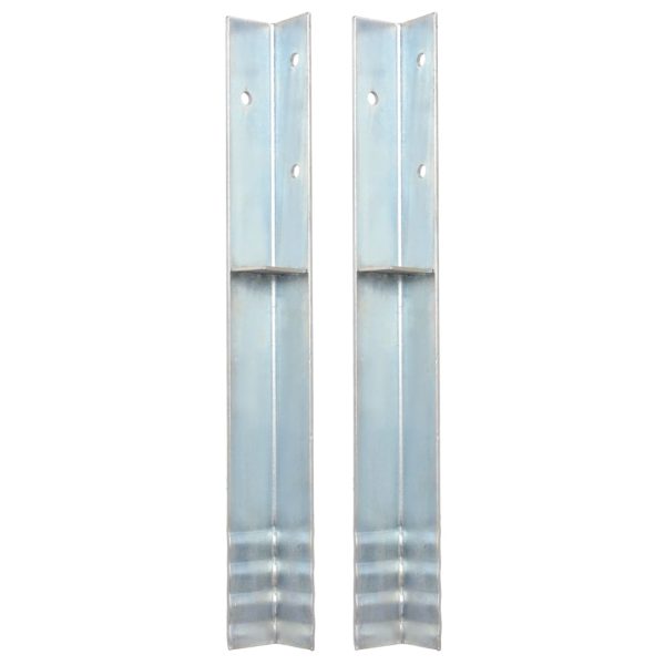 Âncora de fixação no chão em L 2 pcs aço galvanizado 5x5x50 cm