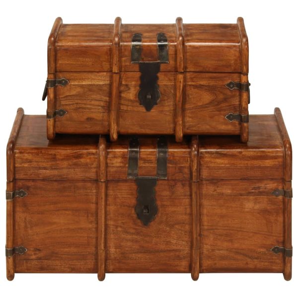 Conjunto de arcas 2 pcs acácia maciça acabamento a mel - Image 2