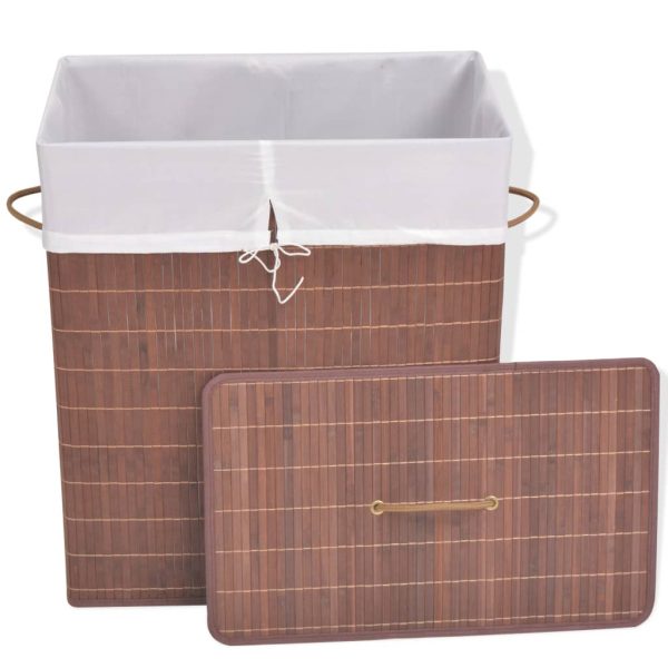 Cesto retangular para roupa suja bambu castanho - Image 2