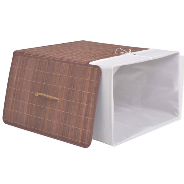 Cesto retangular para roupa suja bambu castanho - Image 3