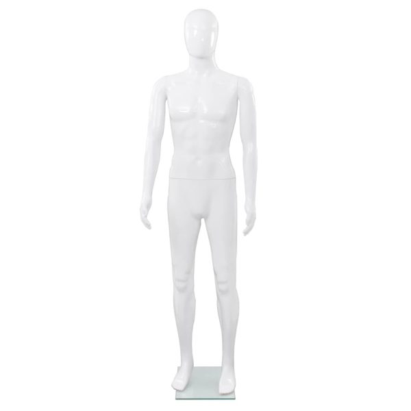 Manequim masculino completo base vidro 185 cm branco brilhante - Image 2