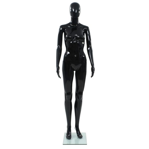 Manequim feminino completo base em vidro 175 cm preto brilhante - Image 2