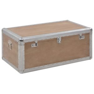 Caixa de arrumação madeira de abeto maciça 91x52x40 cm castanho