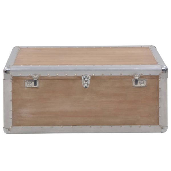 Caixa de arrumação madeira de abeto maciça 91x52x40 cm castanho - Image 2