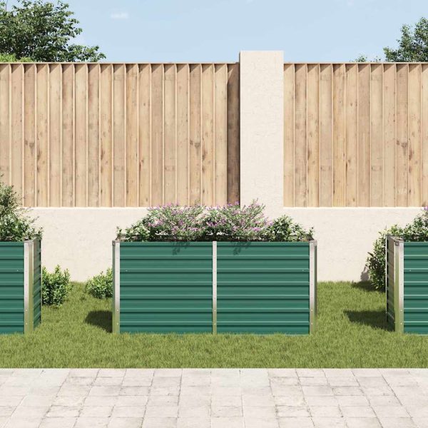 Canteiro elevado de jardim aço galvanizado 160x40x77 cm verde - Image 2