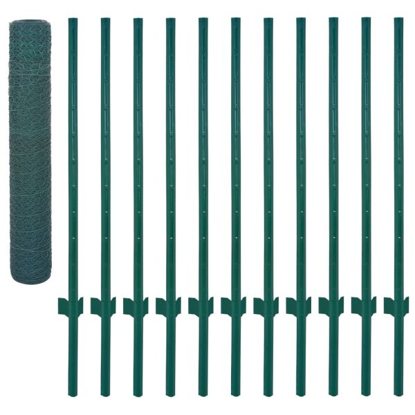 Cerca de arame com postes aço 25x1 m verde - Image 3