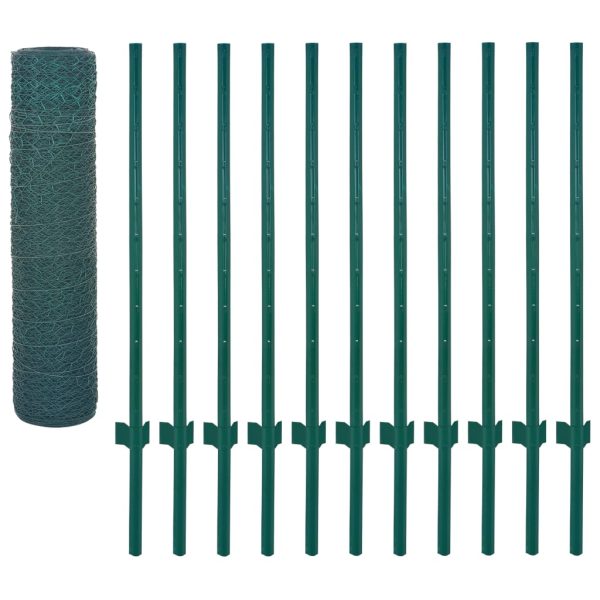Cerca de arame com postes aço 25x0,5 m verde - Image 3
