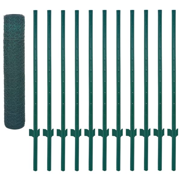 Cerca de arame com postes aço 25x0,75 m verde - Image 3