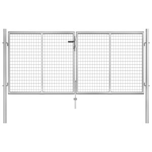 Portão de jardim em aço galvanizado 306x150 cm prateado
