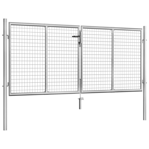 Portão de jardim em aço galvanizado 306x150 cm prateado - Image 2