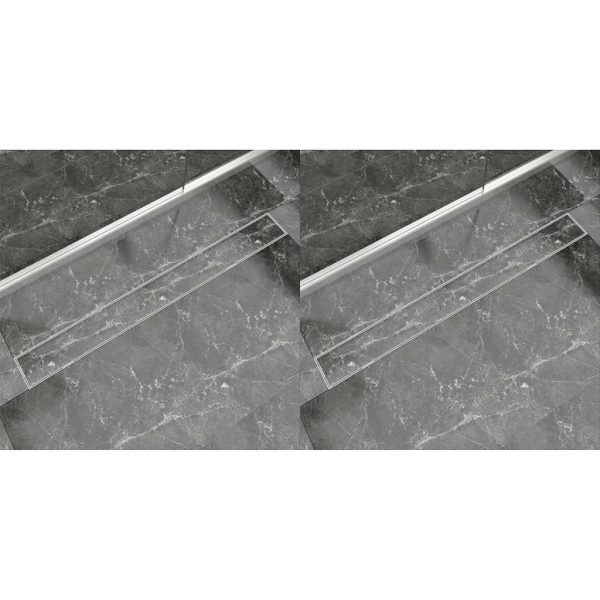 VidaXL Dreno de chuveiro linear 2 pcs 1030x140 mm aço inoxidável