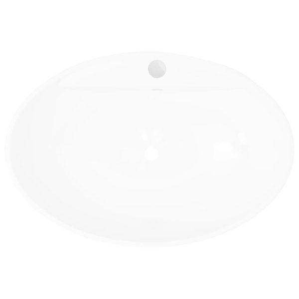 Lavatório cerâmico oval branco com buraco para torneira - Image 2