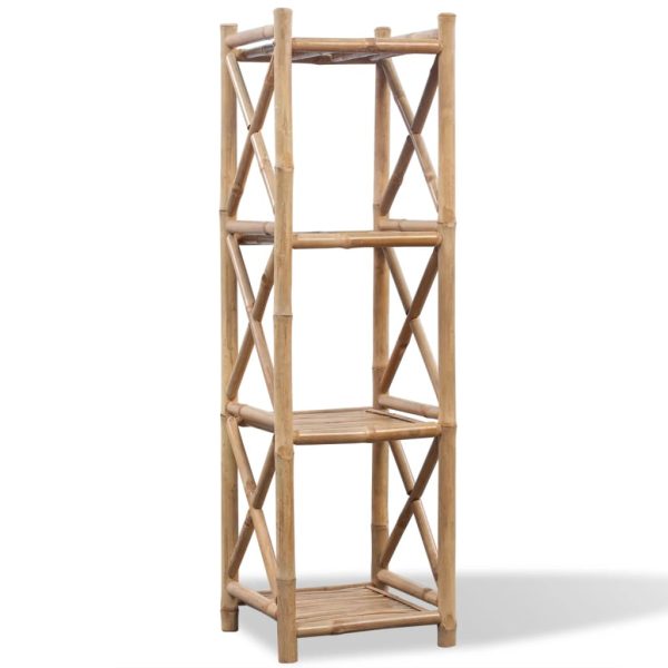 Estante de bambu quadrada com 4 prateleiras