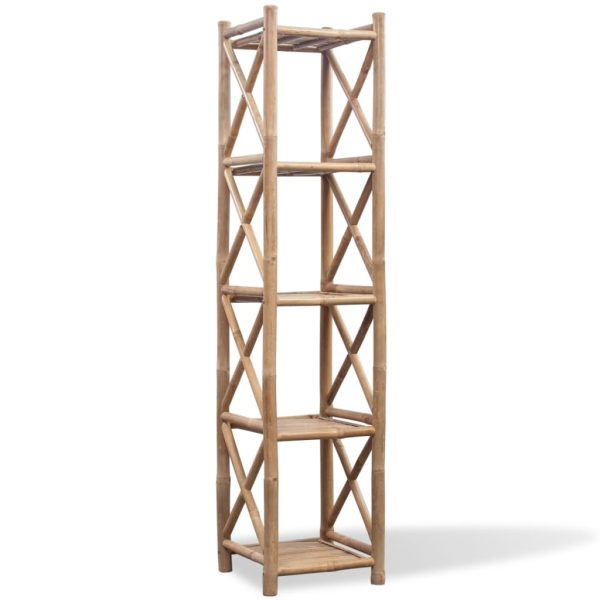 Estante de bambu quadrada com 5 prateleiras