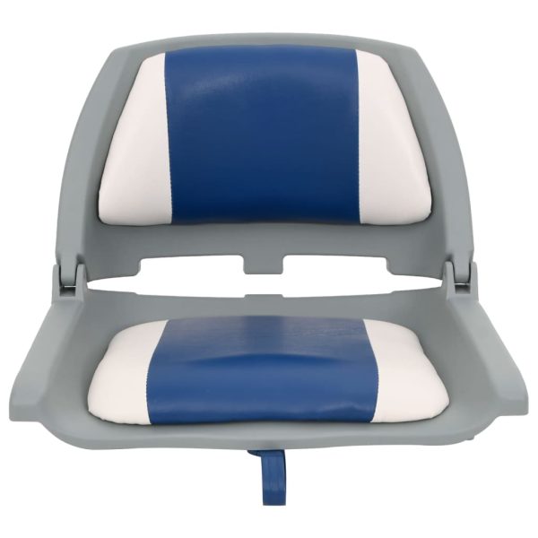 4 pcs conj. assento de barco dobrável com almofada azul/branco - Image 3