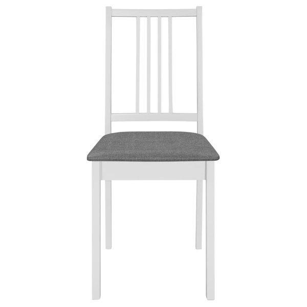 Cadeiras de jantar com almofadões 4 pcs madeira maciça branco - Image 3