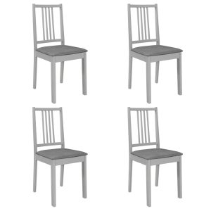 Cadeiras de jantar com almofadões 4 pcs madeira maciça cinzento