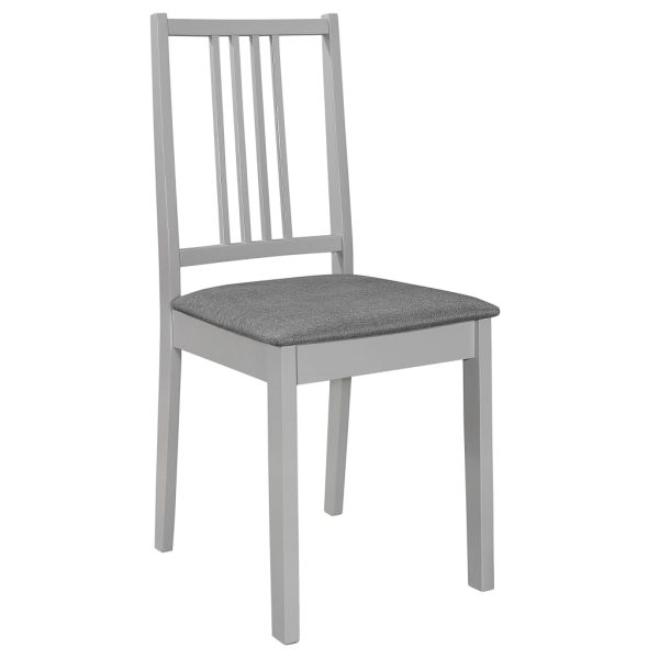 Cadeiras de jantar com almofadões 4 pcs madeira maciça cinzento - Image 2