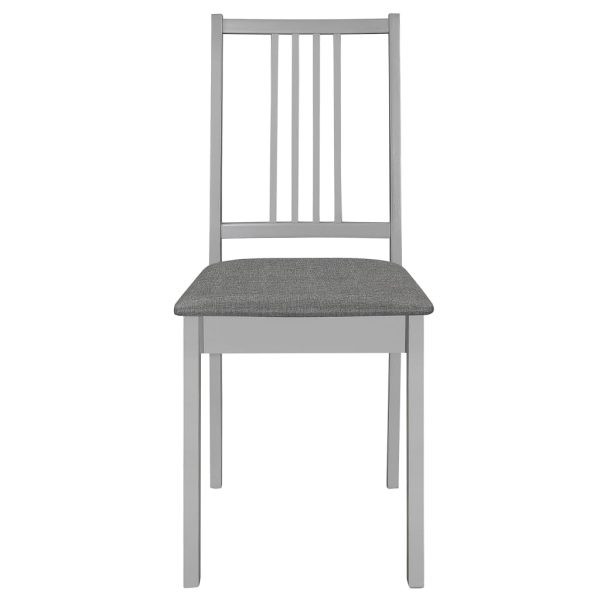 Cadeiras de jantar com almofadões 4 pcs madeira maciça cinzento - Image 3