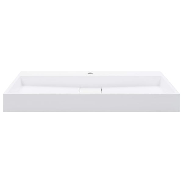 Lavatório 100x46x11 cm mineral/mármore fundido branco - Image 2