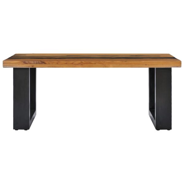 Mesa de centro 100x50x40 cm madeira de teca maciça e pedra lava - Image 3