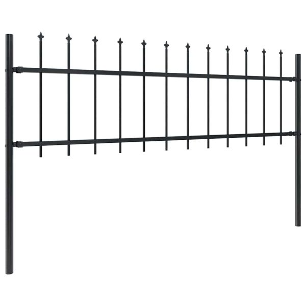 Cerca de jardim com topo lanças 1,8 m aço preto - Image 2