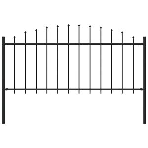 Cerca de jardim com topo em lanças (0,5-0,75)x1,7 m aço preto