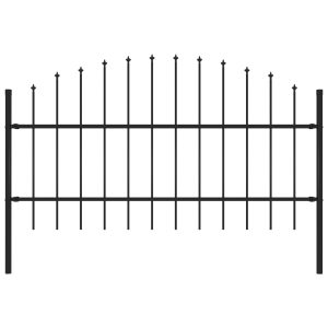 Cerca de jardim com topo em lanças (0,75-1)x1,7 m aço preto