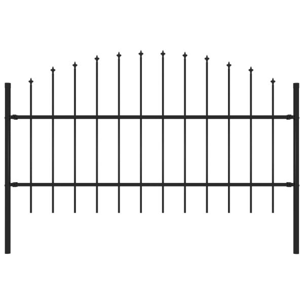 Cerca de jardim com topo em lanças (0,75-1)x1,7 m aço preto