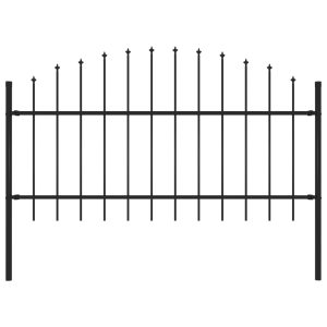 Cerca de jardim com topo em lanças (1-1,25)x1,7 m aço preto